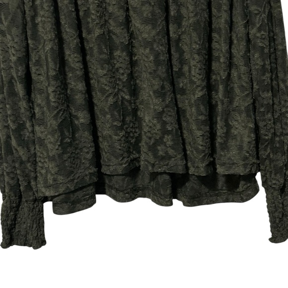 Deletta ANTHROPOLOGIE Olive Green Lace Long Sleeve Mock Neck Top - Picture 4 of 13